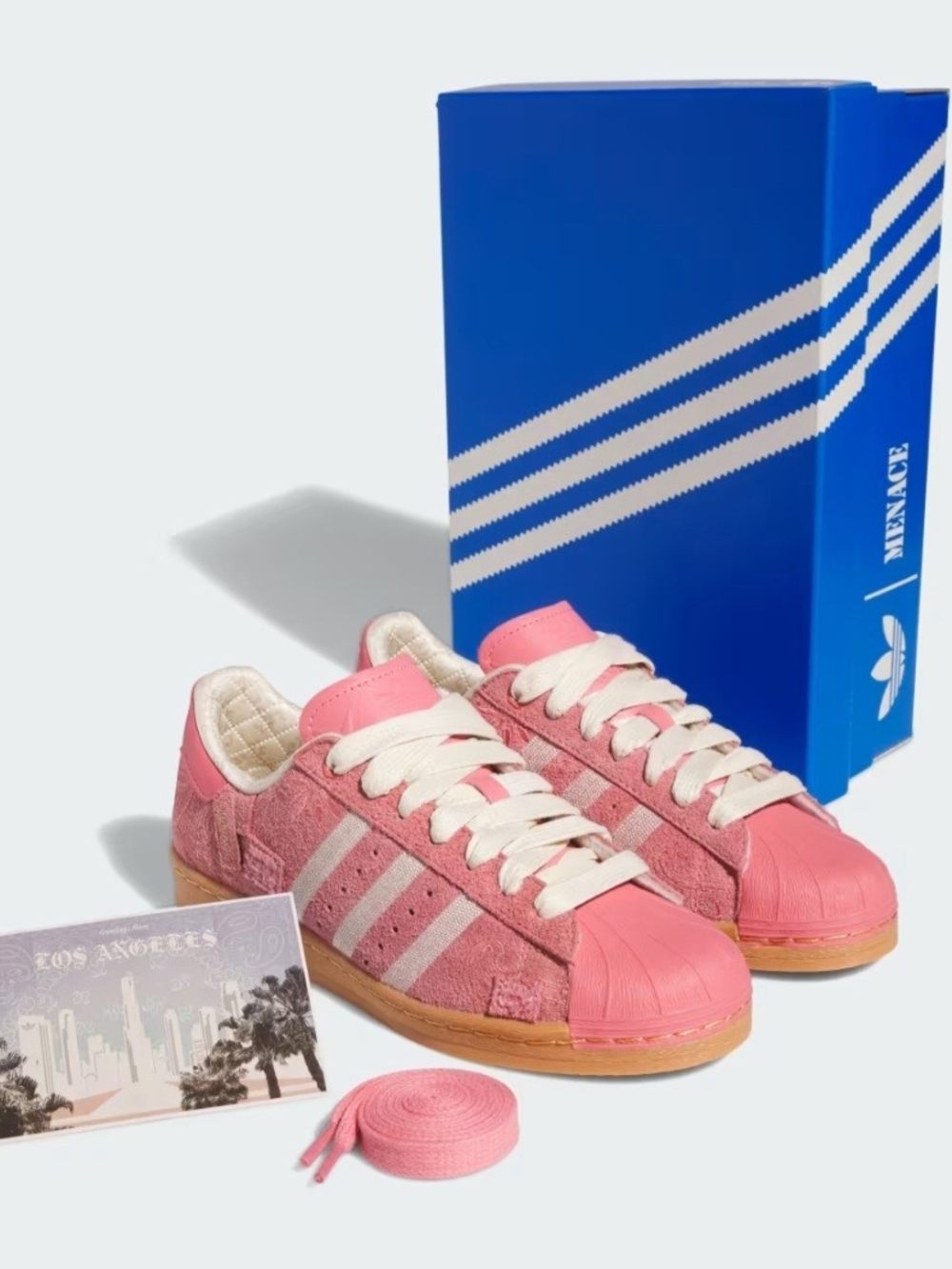 adidas Menace Superstar 82 Pink Suede Sneakers with Gum Sole - Size 9.5 Mens